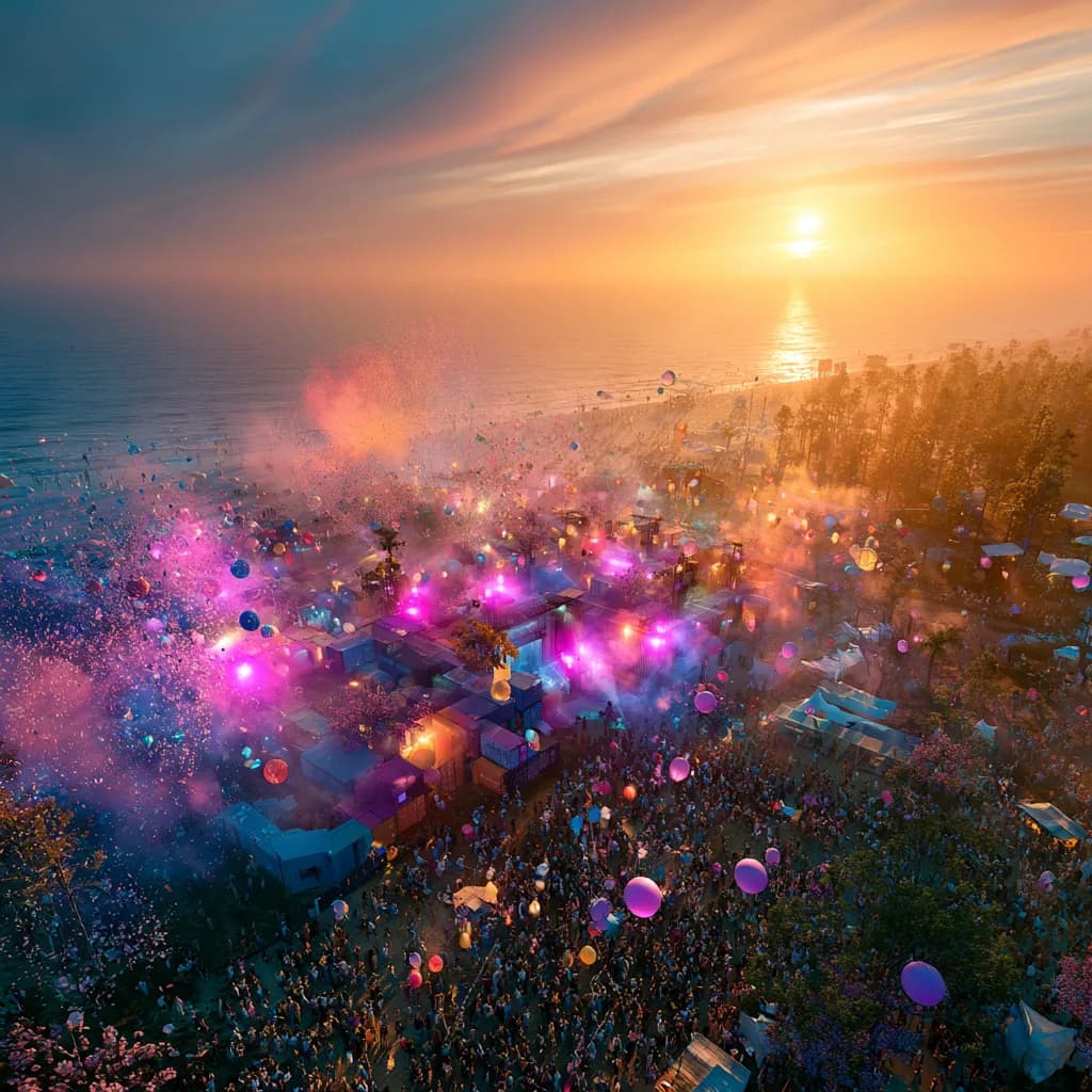 Aerial sunset view of Nibiru on the Black Sea coast